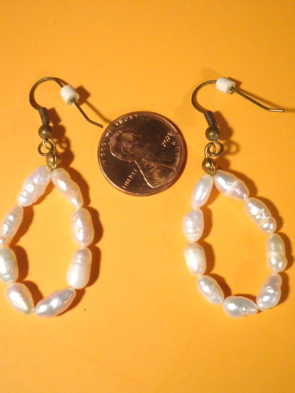 Vintage Baroque Freshwater Pearl Dangle Earrings - Pierced Ears